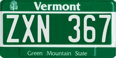 VT license plate ZXN367