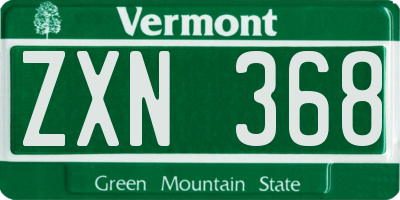 VT license plate ZXN368