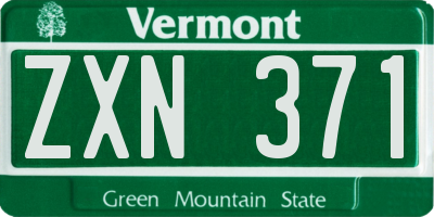 VT license plate ZXN371