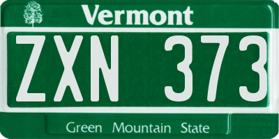 VT license plate ZXN373