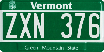 VT license plate ZXN376