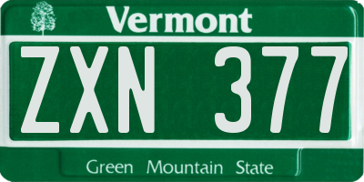 VT license plate ZXN377
