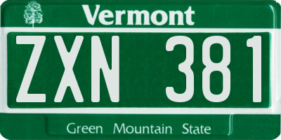VT license plate ZXN381