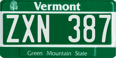 VT license plate ZXN387