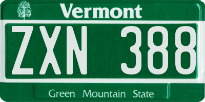 VT license plate ZXN388