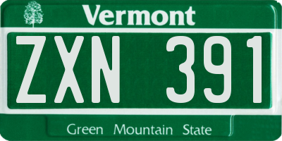 VT license plate ZXN391