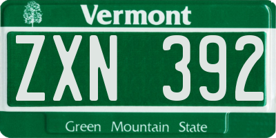 VT license plate ZXN392