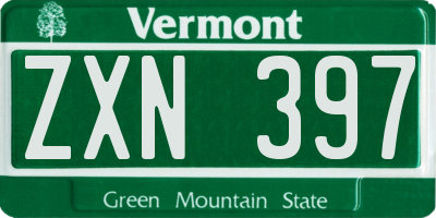 VT license plate ZXN397