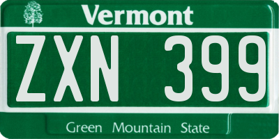 VT license plate ZXN399