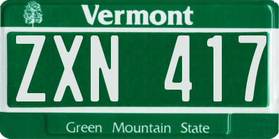 VT license plate ZXN417