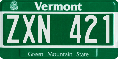 VT license plate ZXN421