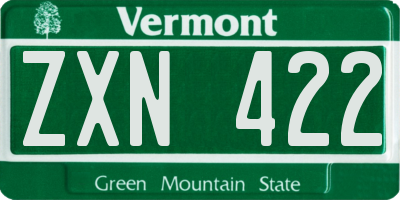 VT license plate ZXN422