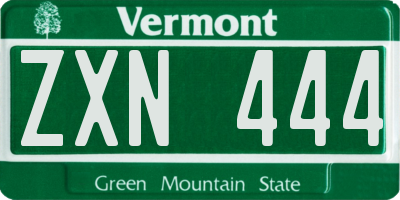 VT license plate ZXN444
