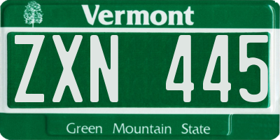 VT license plate ZXN445