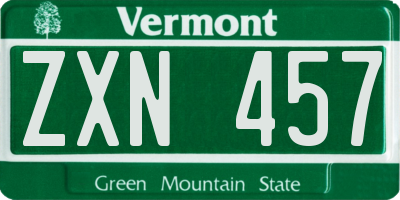 VT license plate ZXN457