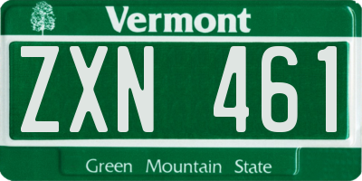 VT license plate ZXN461