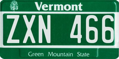 VT license plate ZXN466