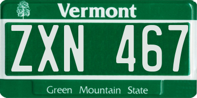 VT license plate ZXN467