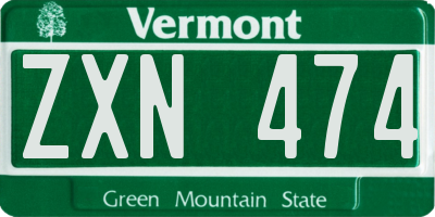 VT license plate ZXN474