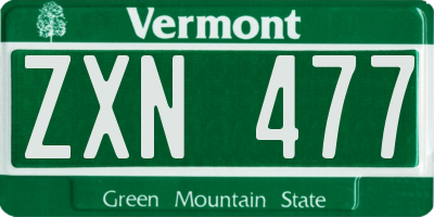 VT license plate ZXN477