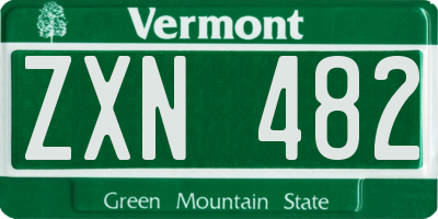 VT license plate ZXN482