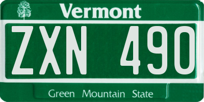 VT license plate ZXN490