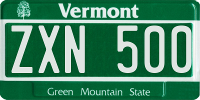 VT license plate ZXN500