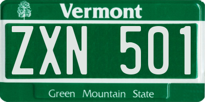 VT license plate ZXN501