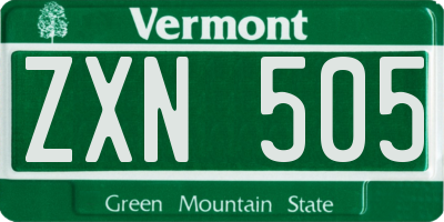 VT license plate ZXN505