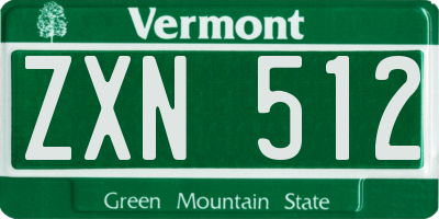 VT license plate ZXN512