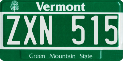VT license plate ZXN515