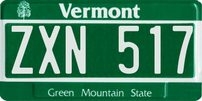 VT license plate ZXN517