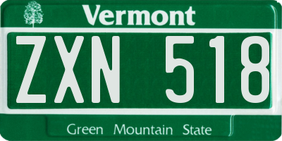 VT license plate ZXN518