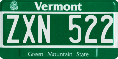 VT license plate ZXN522
