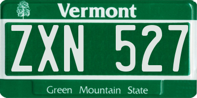 VT license plate ZXN527