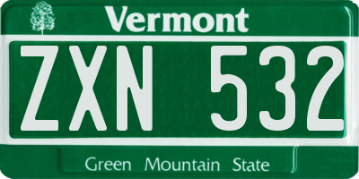 VT license plate ZXN532