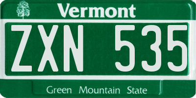 VT license plate ZXN535