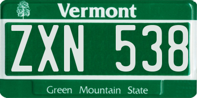 VT license plate ZXN538
