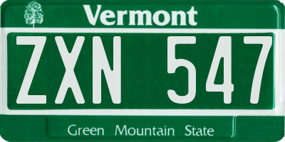 VT license plate ZXN547