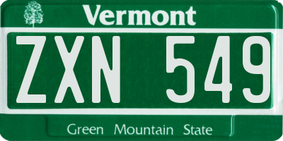 VT license plate ZXN549