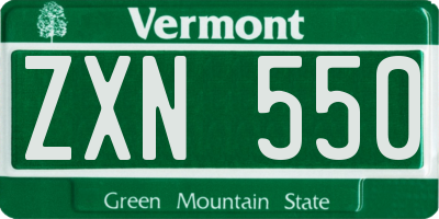 VT license plate ZXN550
