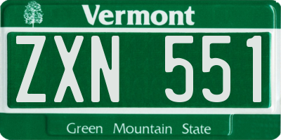 VT license plate ZXN551