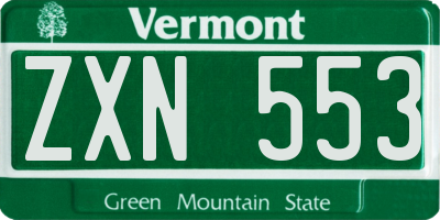 VT license plate ZXN553