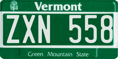 VT license plate ZXN558
