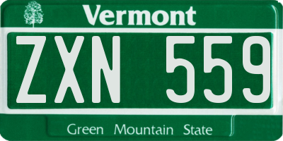 VT license plate ZXN559