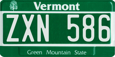 VT license plate ZXN586
