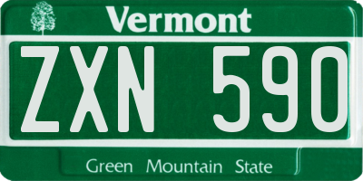 VT license plate ZXN590