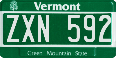 VT license plate ZXN592