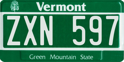 VT license plate ZXN597