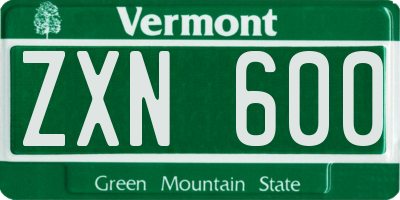 VT license plate ZXN600